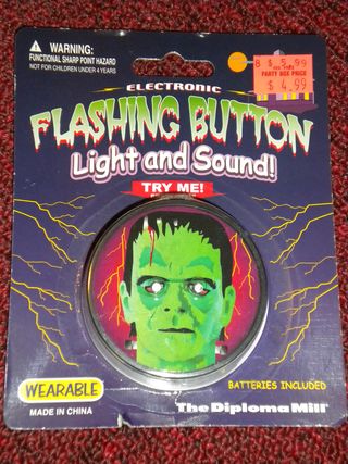 Halloween Flashing Button Frankenstein Monster