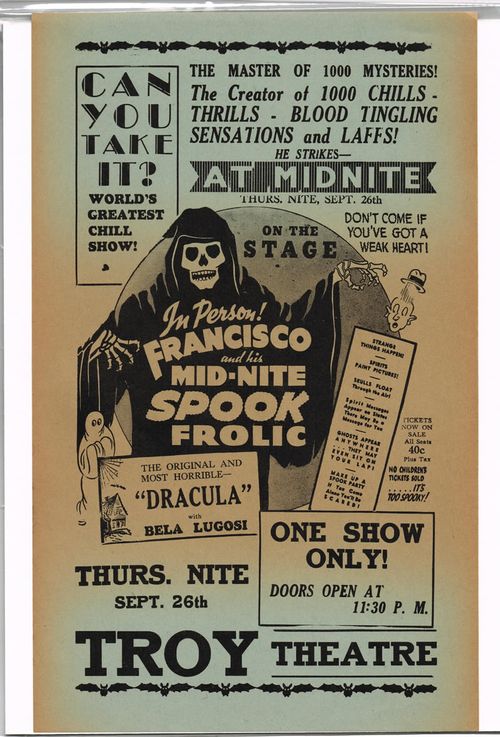 Francisco's Mid-Nite Spook Frolic Promotion Flyer