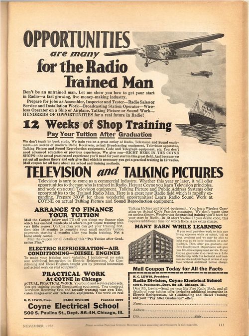 advertisement popular science 1936 radio television