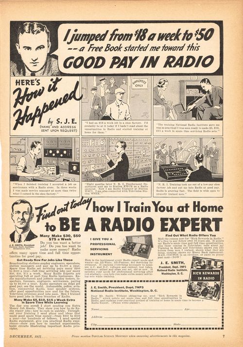 popular mechanics 1937 radio ad