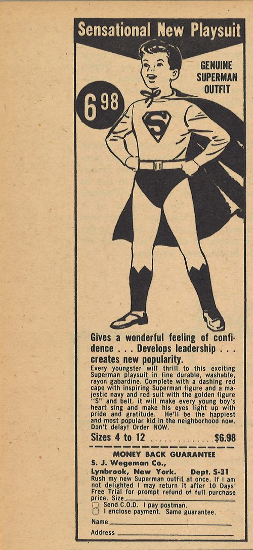 superman outfit in screen magazine 1955