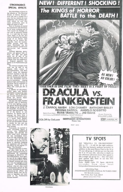 Pressbook Dracula vs. Frankenstein