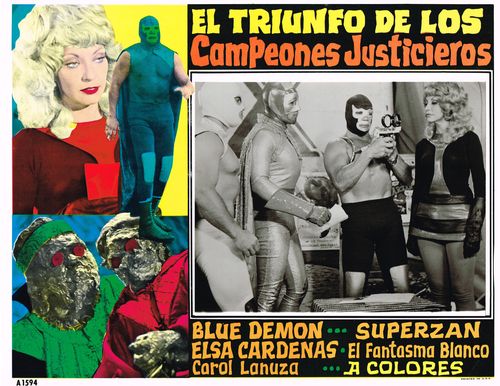 Mexican Lobby Card El Triunfo De Los Campeones Justicieros