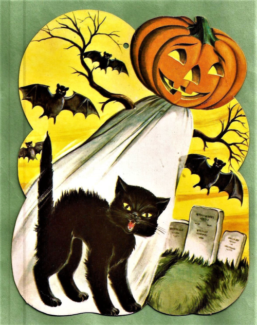 Halloween black cat with moon die cute
