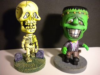 Halloween Nodders Skeleton and Frankenstein Monster