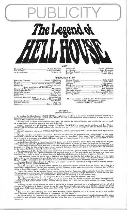 legend of hell house pressbook