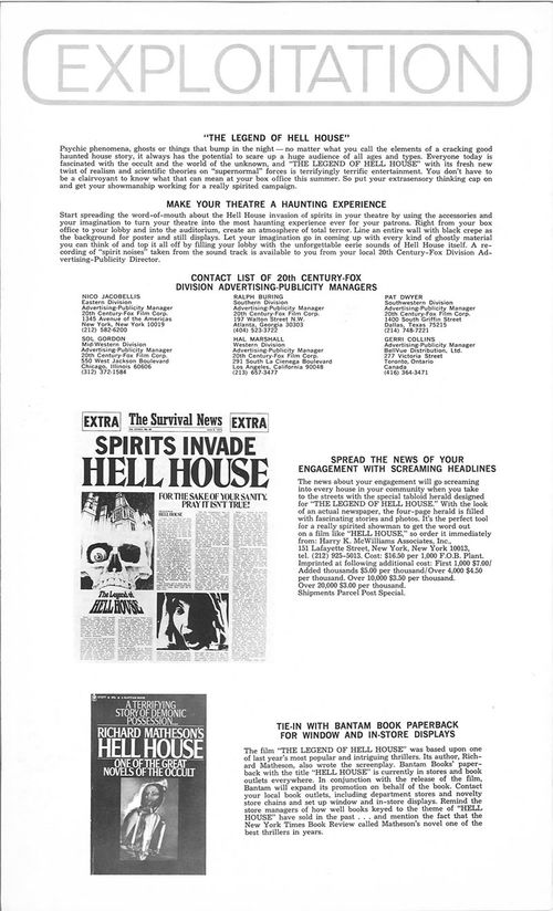 legend of hell house pressbook