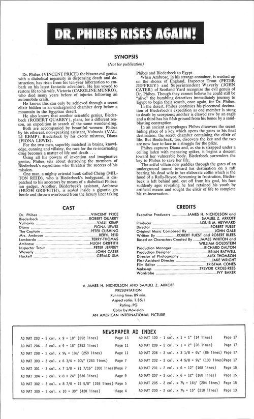 dr phibes rises again pressbook