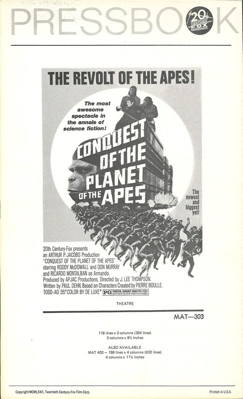 conquest of the planet of the apes pressbook