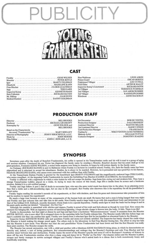 young frankenstein pressbook