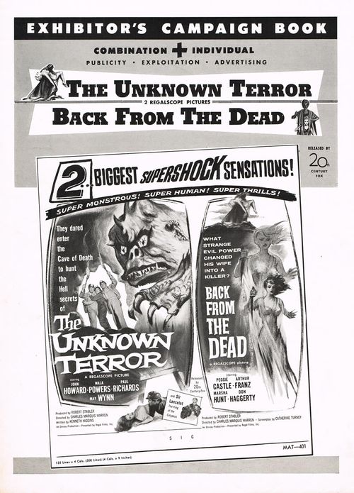 the unknown terror and back from the dead pressbook
