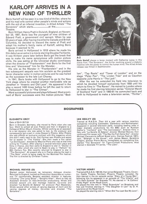 the sorcerers boris karloff pressbook