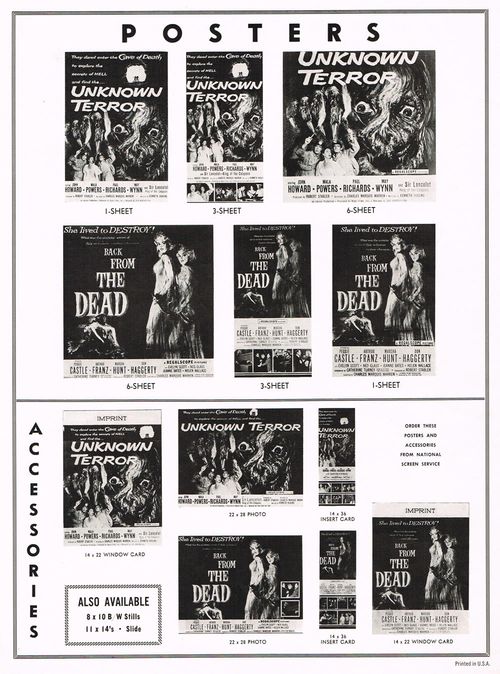 the unknown terror and back from the dead pressbook