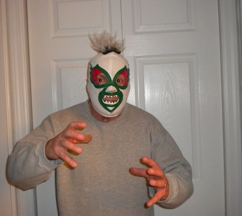me wearing a lucha libre mask