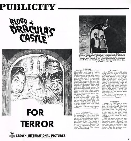 nightmare in wax and blood of dracula's castle pressbook