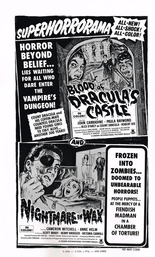 nightmare in wax and blood of dracula's castle pressbook