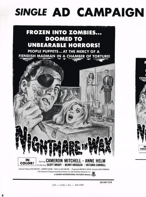 nightmare in wax and blood of dracula's castle pressbook