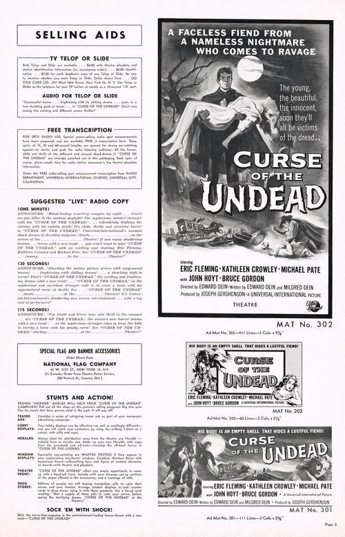 curse of the undead pressbook
