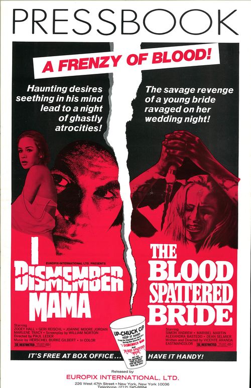 I Dismember Mama The Blood Splattered Bride Double Bill Pressbook