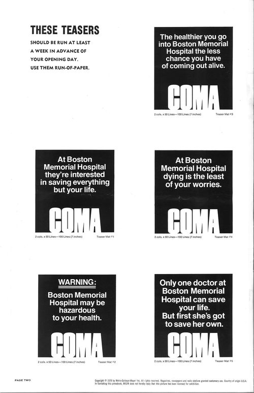 coma movie pressbook