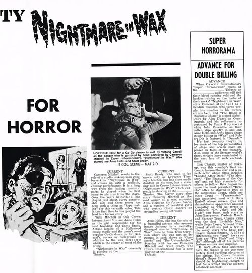 nightmare in wax and blood of dracula's castle pressbook