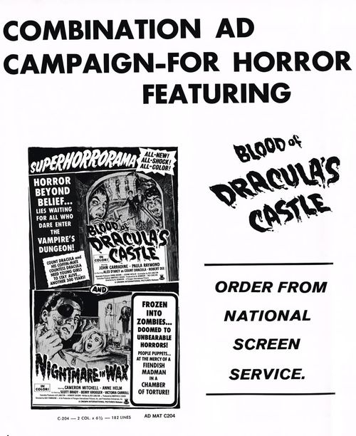 nightmare in wax and blood of dracula's castle pressbook