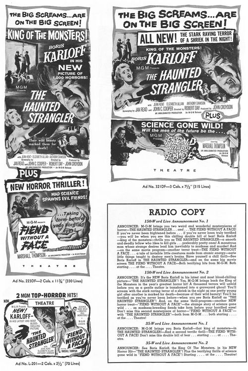 double bill pressbook the haunted strangler fiend without a face