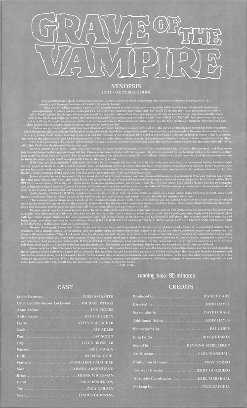 grave of the vampire pressbook