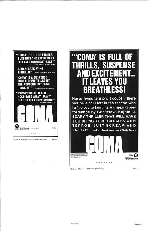 coma movie pressbook