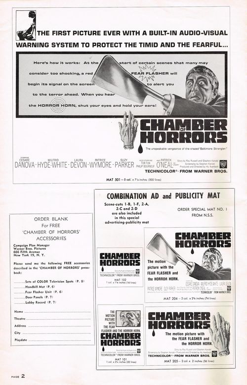 chamber of horrors pressbook