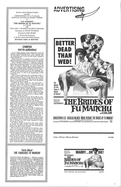 brides of fu manchu pressbook