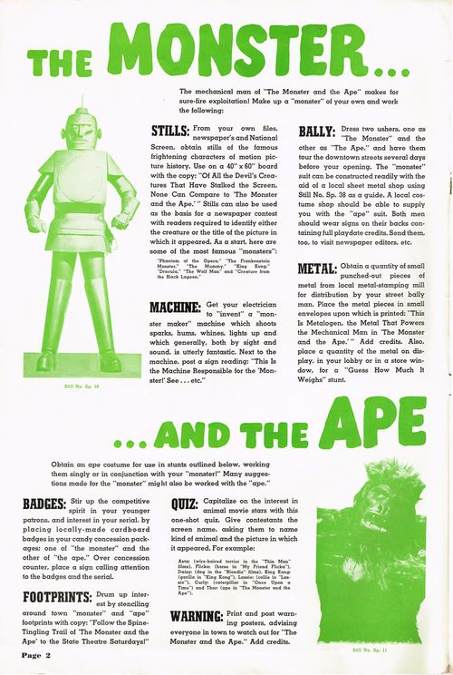 the monster and the ape pressbook