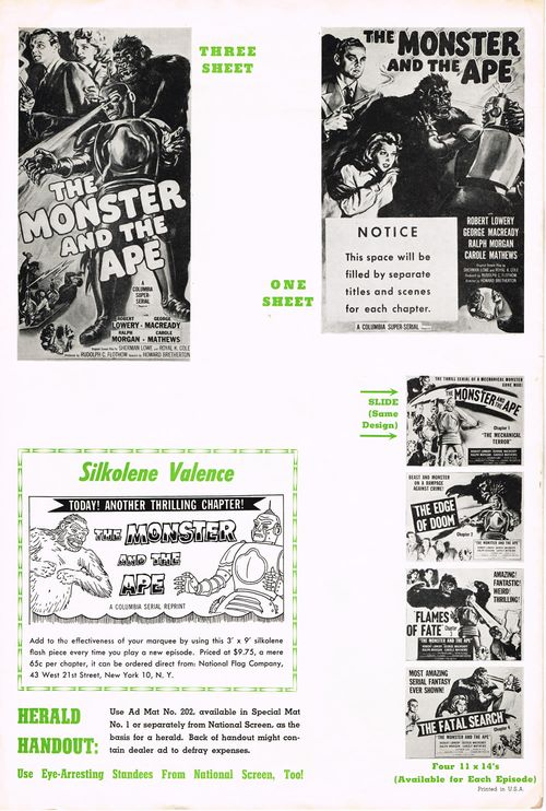 the monster and the ape pressbook