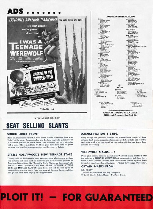 I was a teenage werewolf invasion of the saucer-men pressbook