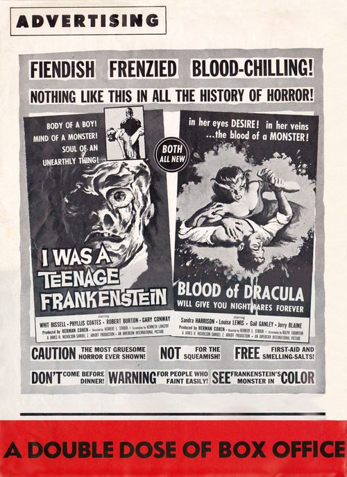 i was a teenage werewolf and i was a teenage frankenstein pressbook