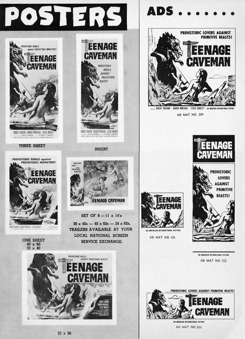 how to make a monster and teenage caveman pressbook