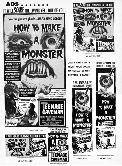 how to make a monster and teenage caveman pressbook