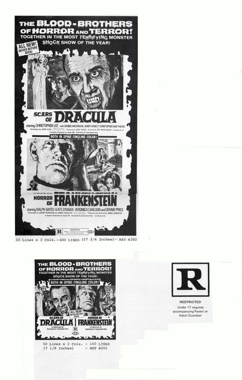 horror of frankenstein and scars of dracula pressbook