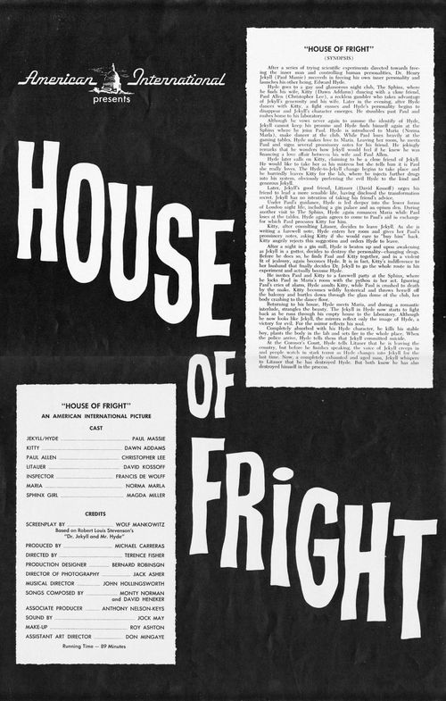 house of fright pressbook