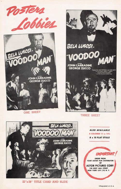 bela lugosi in voodoo man pressbook