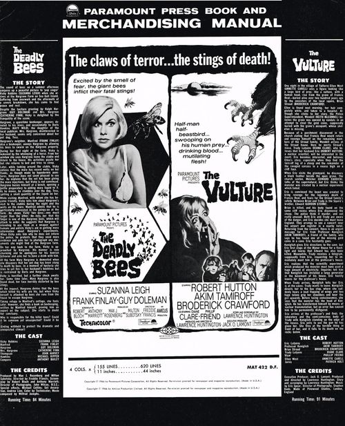 The Deadly Bees and The Vulture Double Bill Pressbook