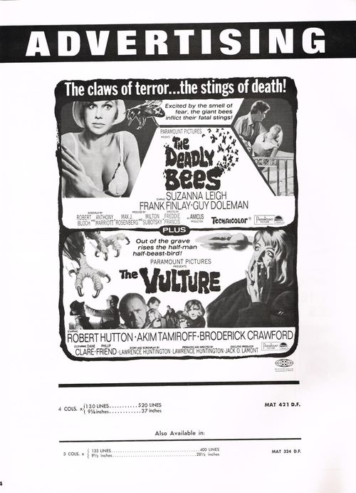 The Deadly Bees and The Vulture Double Bill Pressbook