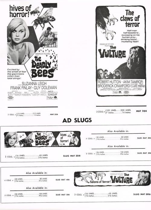 The Deadly Bees and The Vulture Double Bill Pressbook