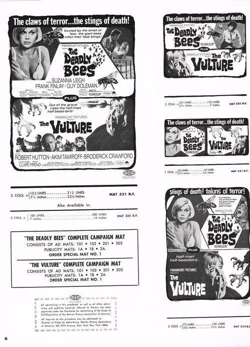 The Deadly Bees and The Vulture Double Bill Pressbook