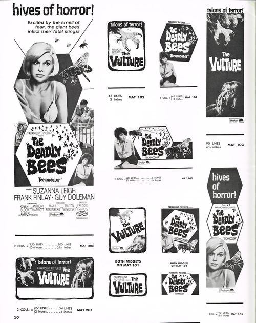 The Deadly Bees and The Vulture Double Bill Pressbook