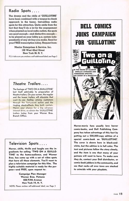 Two on a Guillotine Pressbook