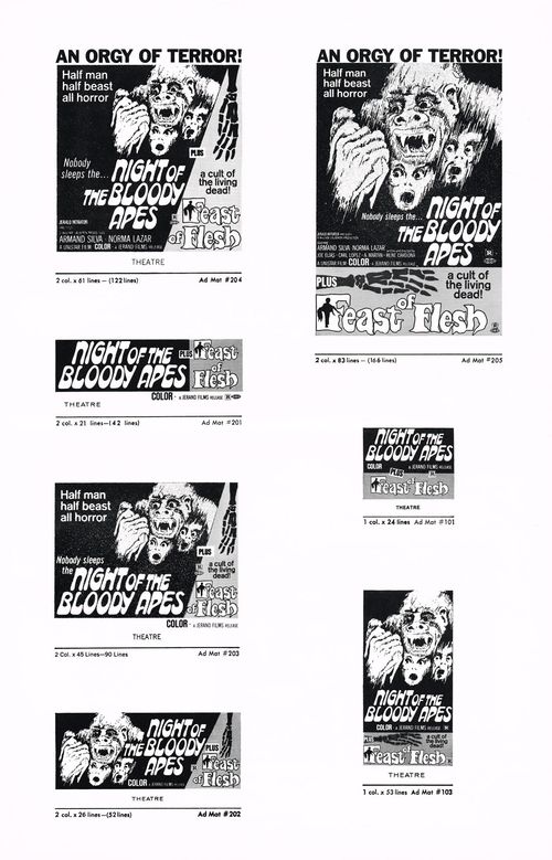 night of bloody apes and feast of flesh pressbook