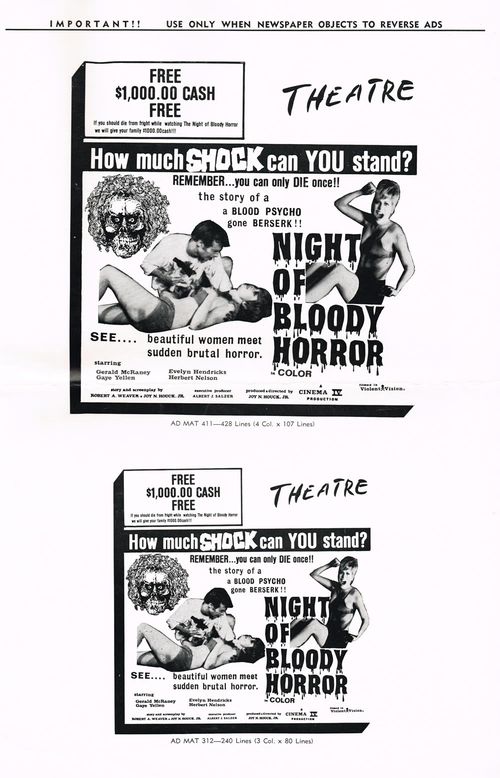 Night of Bloody Horror Pressbook