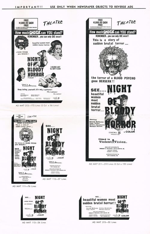 Night of Bloody Horror Pressbook