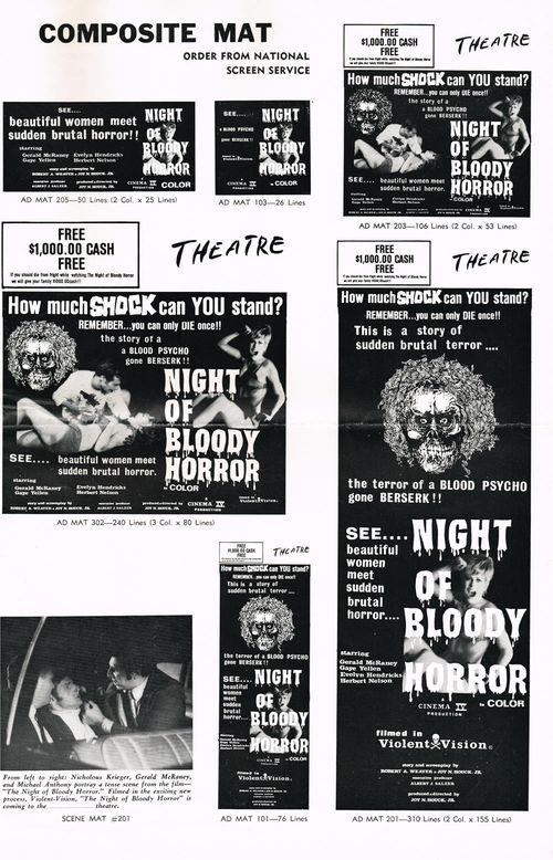 Night of Bloody Horror Pressbook